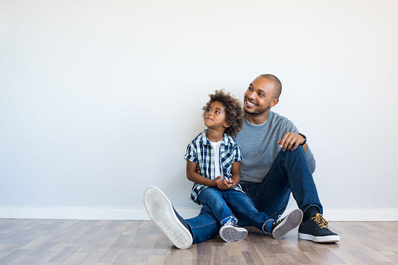 happy father and young son