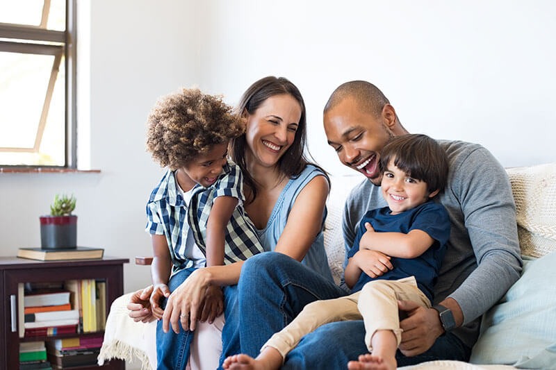 happy family of four