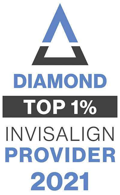 Diamond top 1% Invisalign provider logo in 2021
